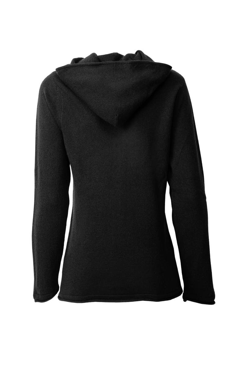 Monticelli Cashmere Pure Cashmere Double Zip Hoodie Sweater, Alternate, color, Black
