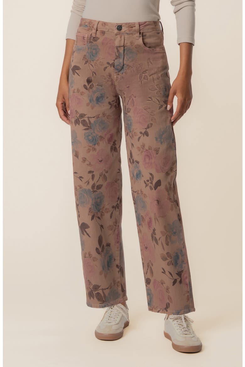 Ashton Floral High Waist Crop Barrel Jeans, Main, color, MAUVE