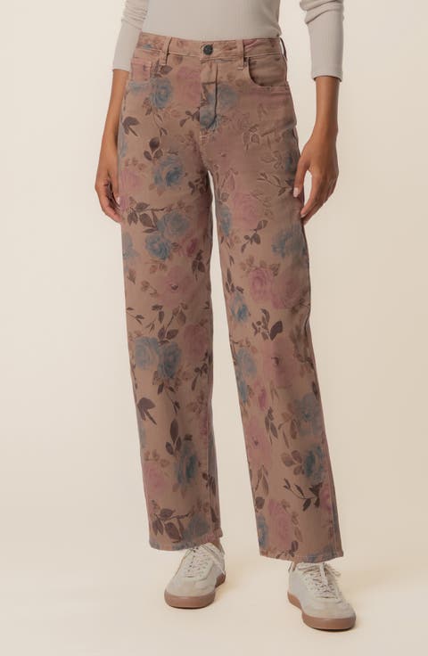Ashton Floral High Waist Crop Barrel Jeans