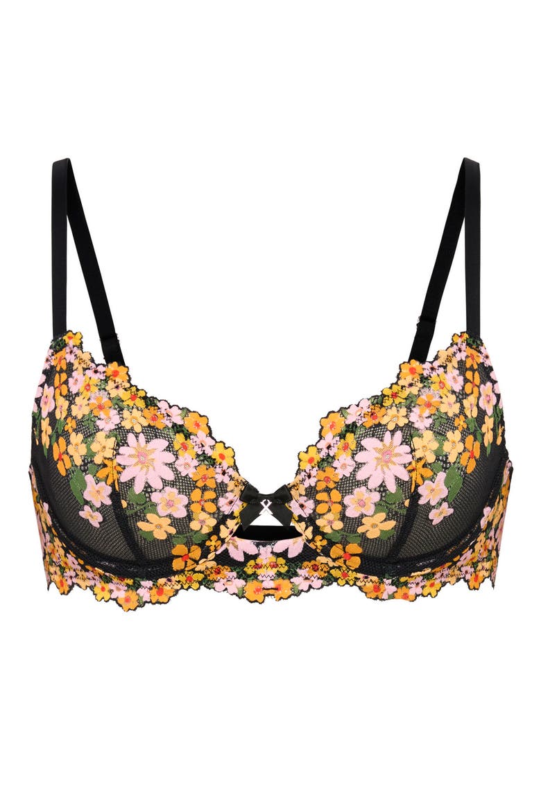 Wonderfleur Lace Unlined Demi Bra, Alternate, color, BLACK CAVIAR