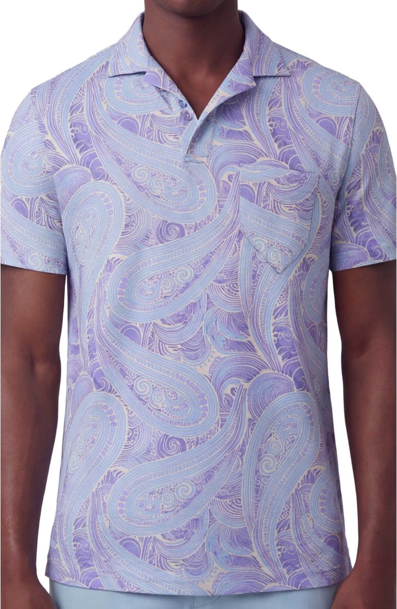 Lords of Harlech Marakesh Paisley Mens Wool Johnny Collar Polo, Alternate, color, Marakesh Paisley Helio