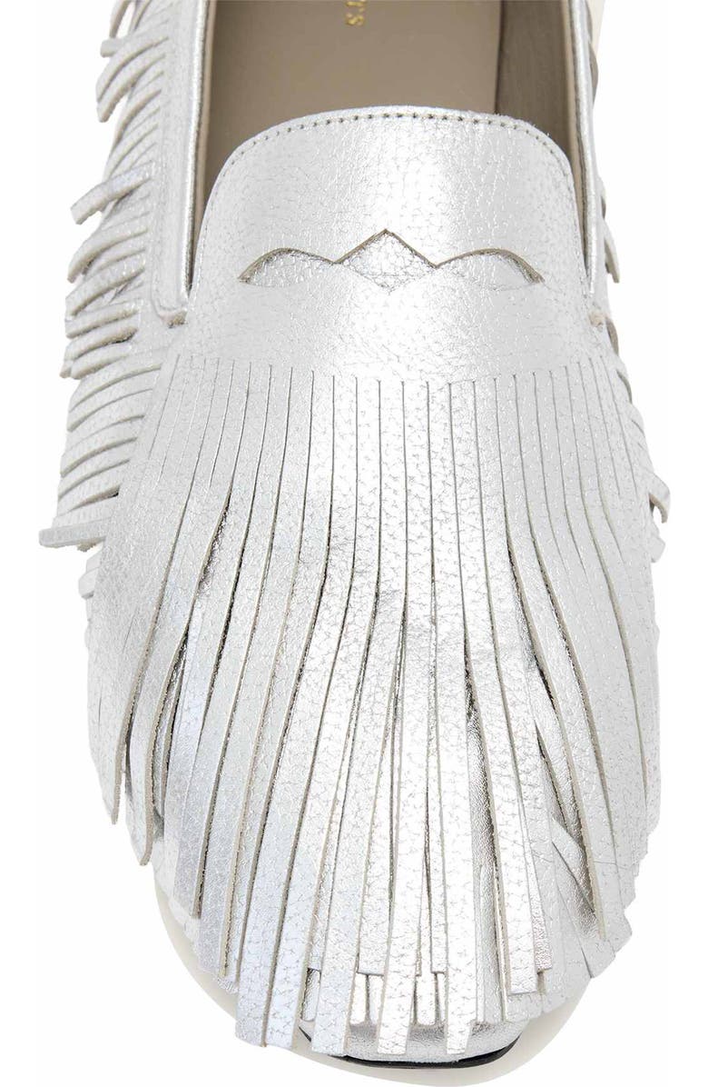 AllSaints Sandy Fringe Loafer, Alternate, color, Silver Shine
