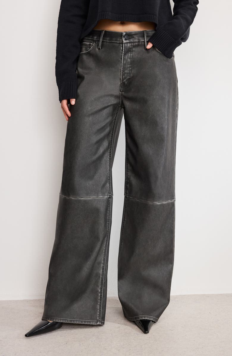 Good American Good Skate Wide Leg Faux Leather Pants, Alternate, color, Black001