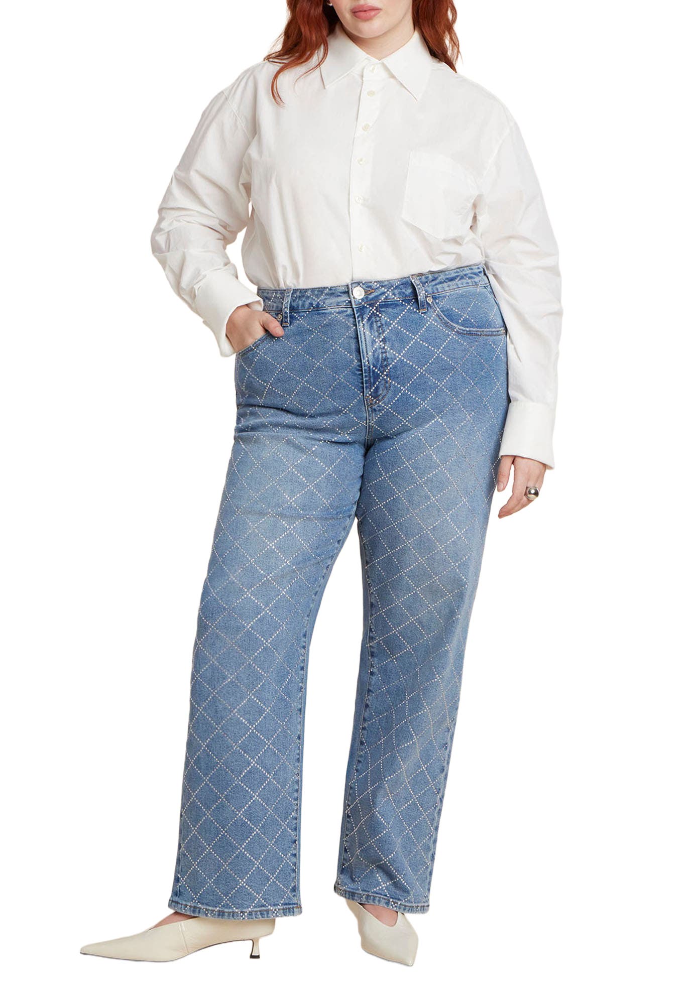 Diamond Sparkle Straight Leg Jean