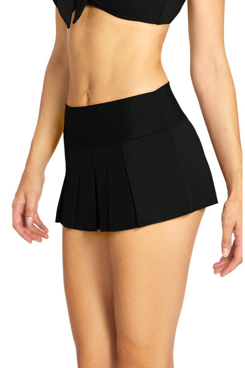 Ava Skirted Bikini Bottoms, Alternate, color, BLACK
