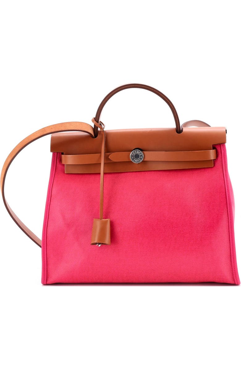 Pre-Owned Hermes Herbag Zip Berline Vache Canvas and Leather 31, Main, color, Rose Pourpre