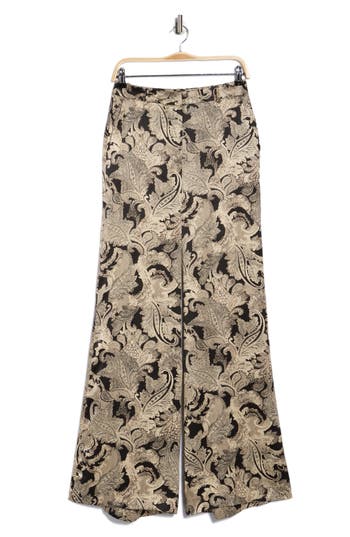 L'agence Pilar Silk Wide Leg Pants In Brown