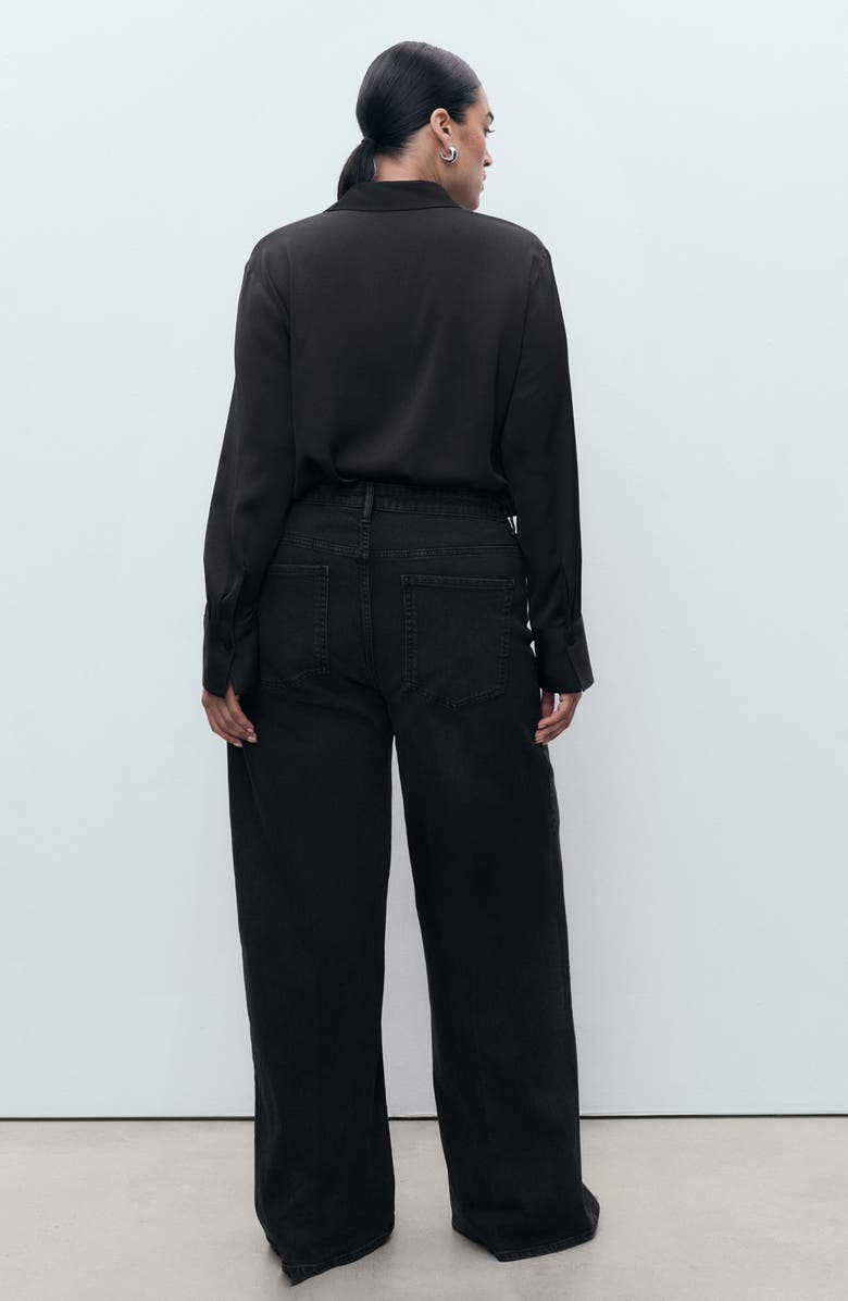 MANGO Elise High Waist Wide Leg Jeans, Alternate, color, Black Denim