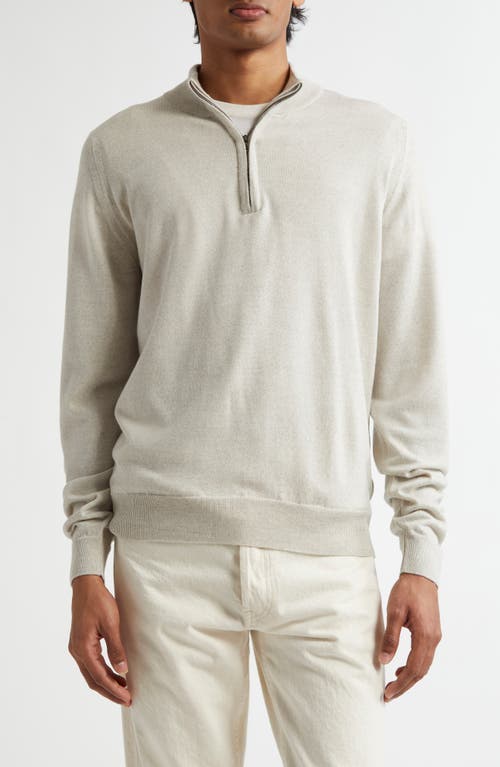 John Smedley Men's Tapton Half Zip Merino Wool Sweater in Grey Fleece 