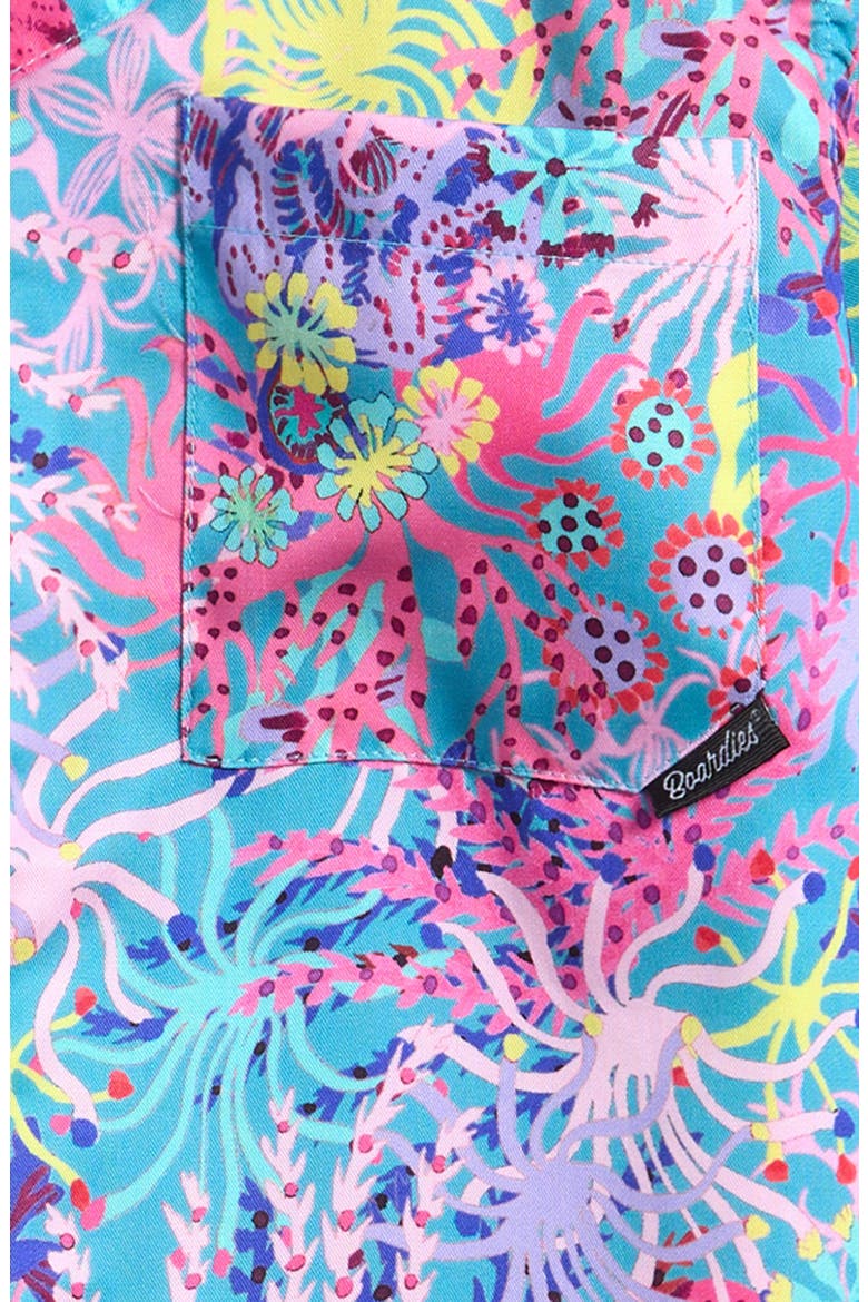Kids' Coral Print Short Sleeve Button-Up Shirt, Alternate, color, MULTI