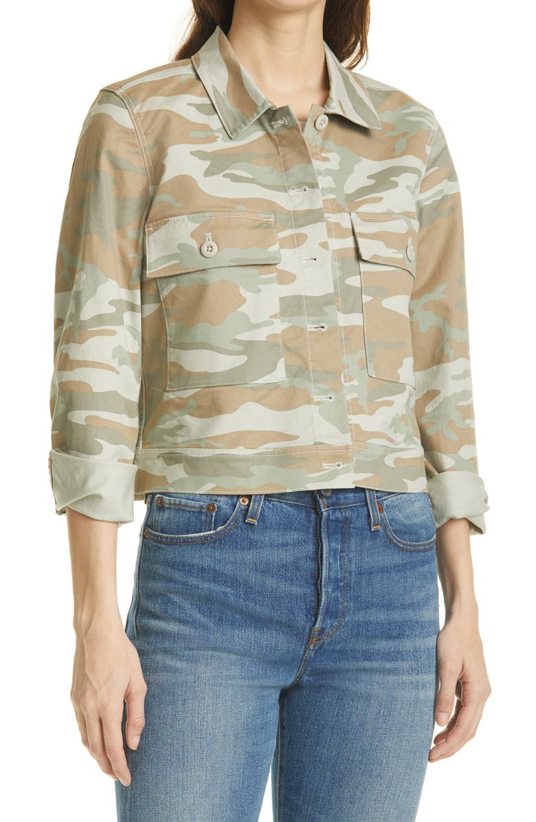 Rails Steffi Camo Print Stretch Cotton Trucker Jacket, Main, color, 