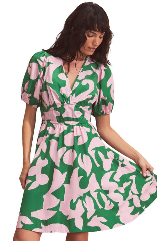 Ro&zo Short Puff Sleeve V-neck Mini Dress
