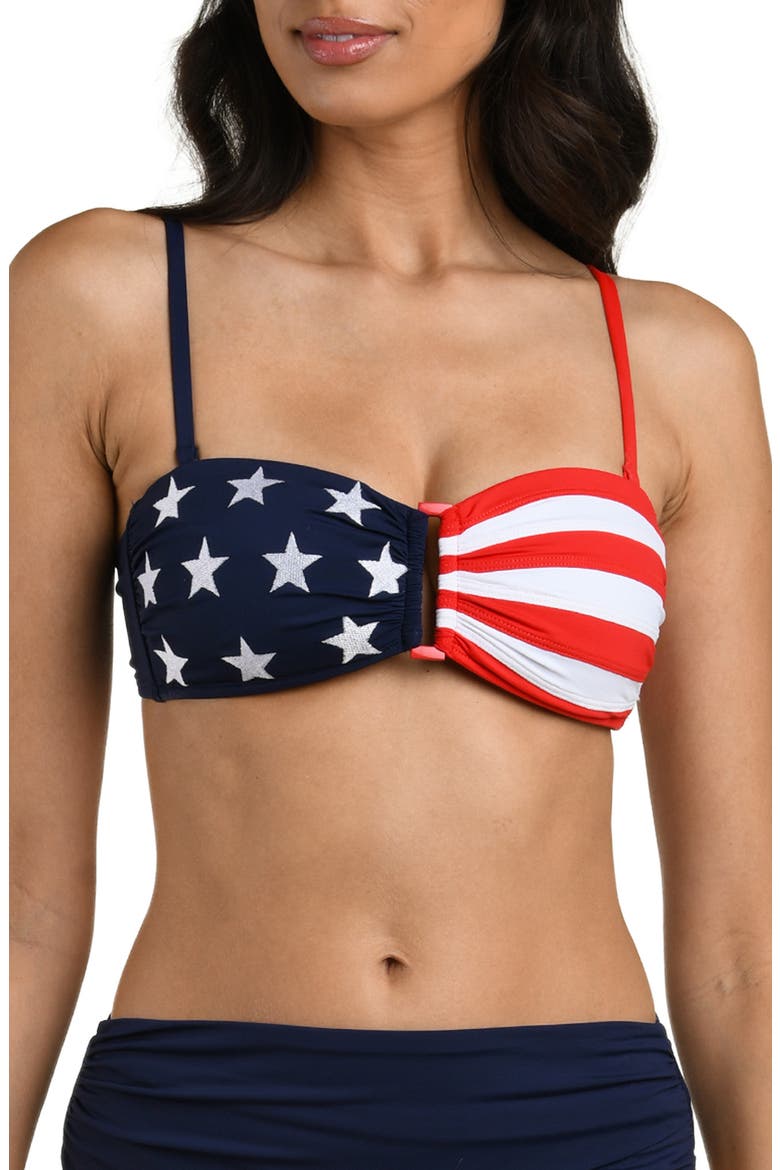 Americana Bandeau Bikini Top, Main, color, BLUE MULTI