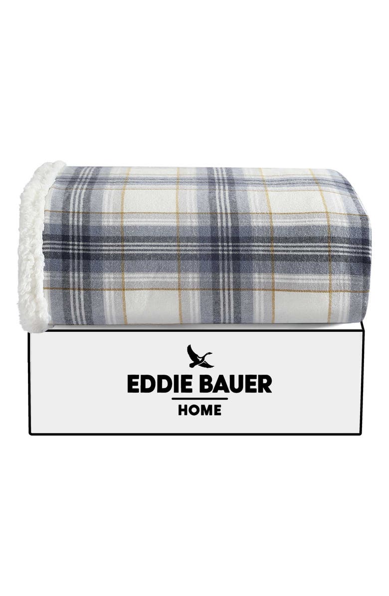 Eddie Bauer Edgewood Plaid Fleece Throw Blanket, Alternate, color, Grey