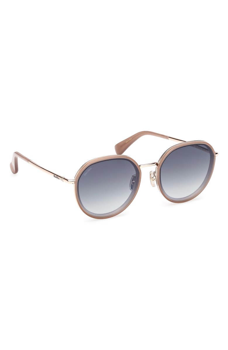 Max Mara 57mm Round Sunglasses, Alternate, color, Shiny Beige / Gradient Smoke