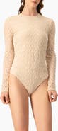 IVONNE Long Sleeve Fitted Crew Neck Stretch Lace Bodysuit