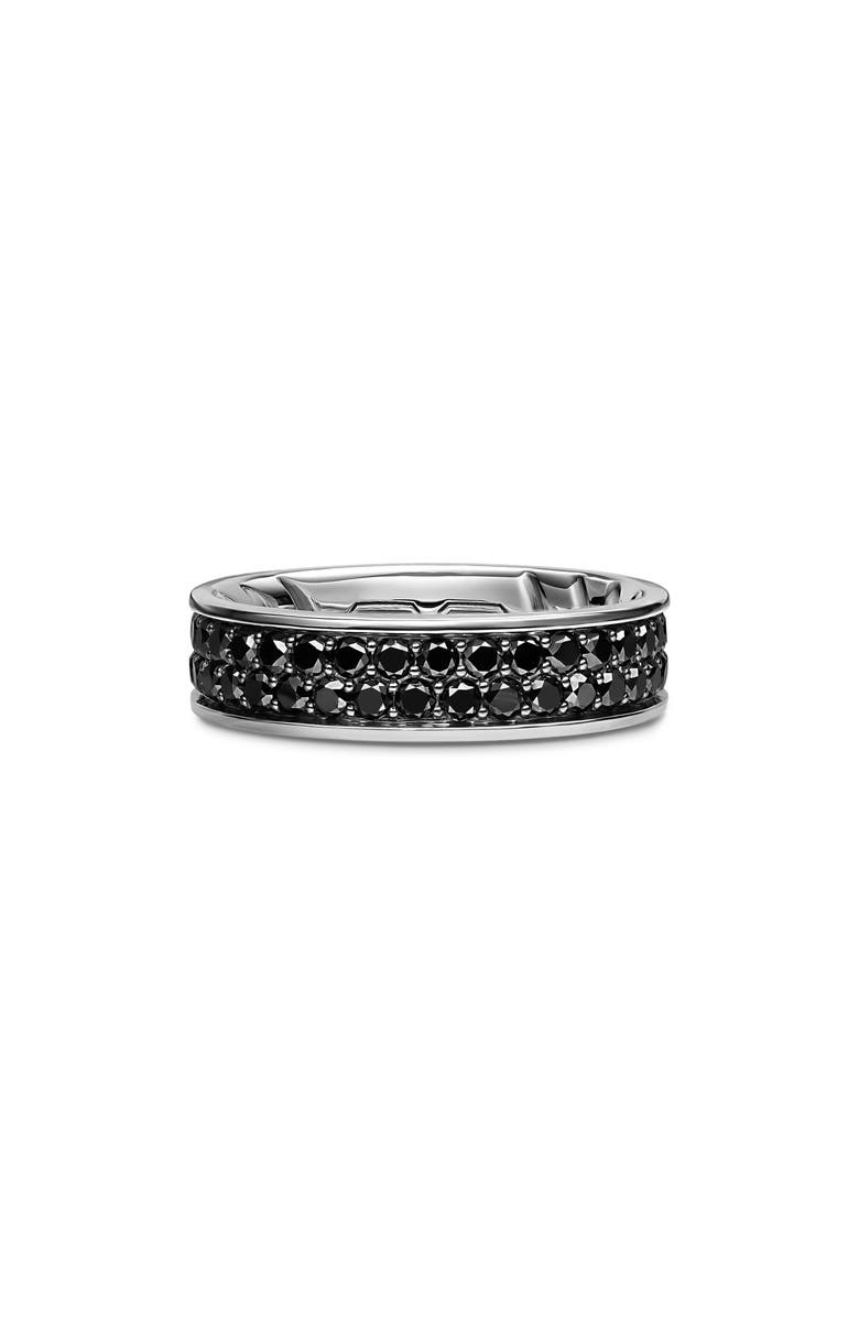 David Yurman Men's Streamline Band Ring in Sterling Silver with Black Diamonds, 6.2mm, Alternate, color, Silver Pave