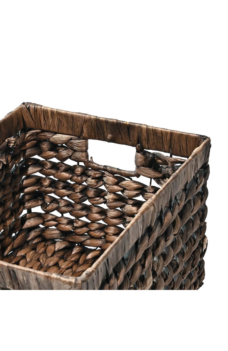 HAPPIMESS Hayden Bohemian Cottage Handwoven Hyacinth Rectangular Nesting Baskets with Handles,, Alternate, color, Brown