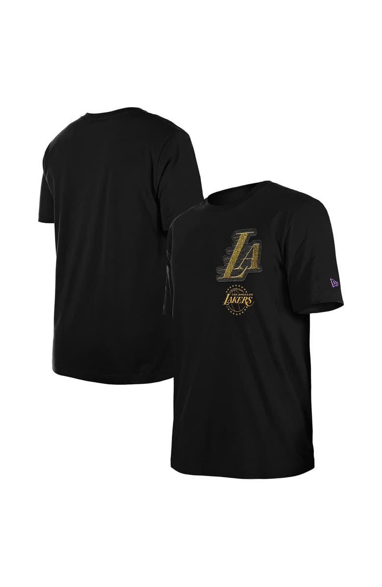 New Era Men's New Era Black Los Angeles Lakers 2024/25 City Edition Chenille Heavyweight T-Shirt, Main, color,
