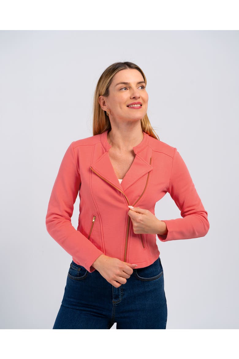 Sculpted Biker Jacket, Main, color, Pink Coral