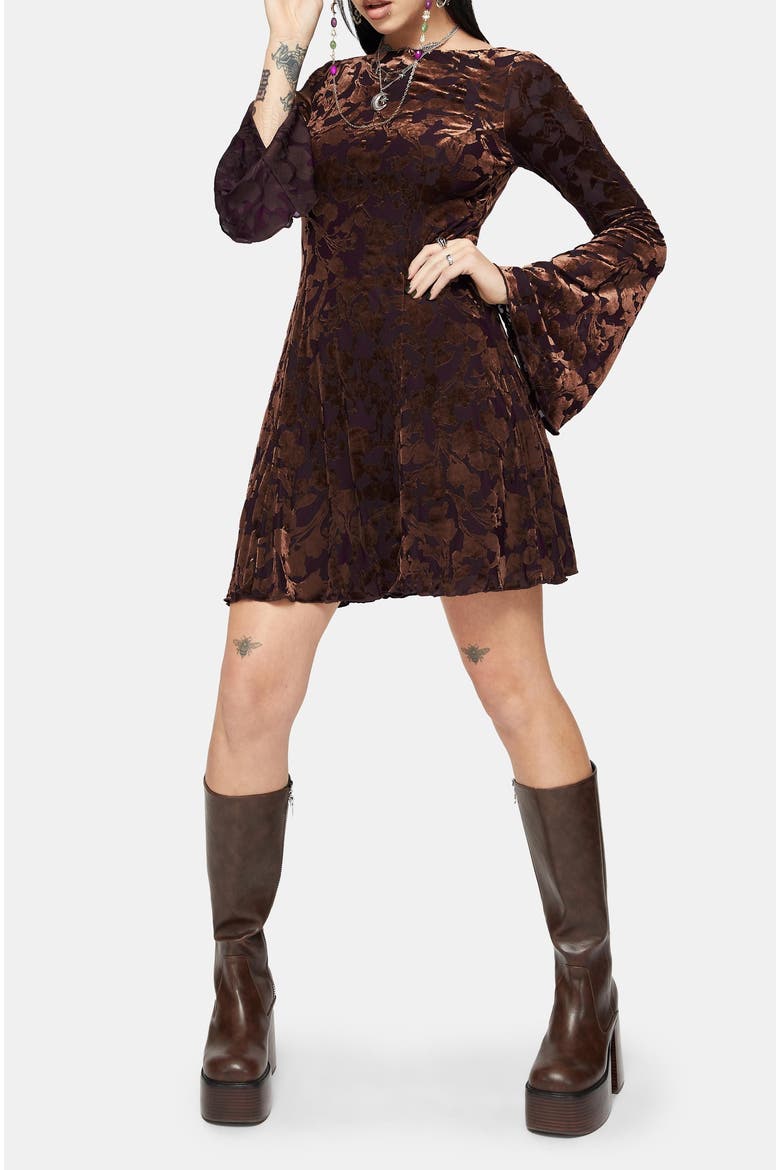 Sienna Devore Cowl Mini Dress, Alternate, color, Orange