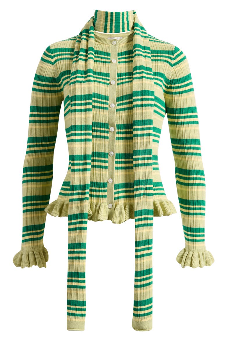 Anelis Organic Cotton & Merino Wool Blend Cardigan, Alternate, color, GREEN MULTI