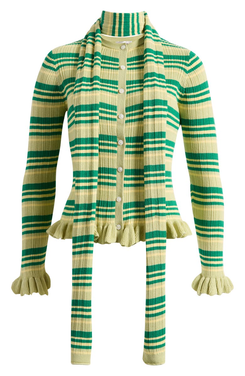 Damson Madder Anelis Organic Cotton & Merino Wool Blend Cardigan, Main, color, Green Multi