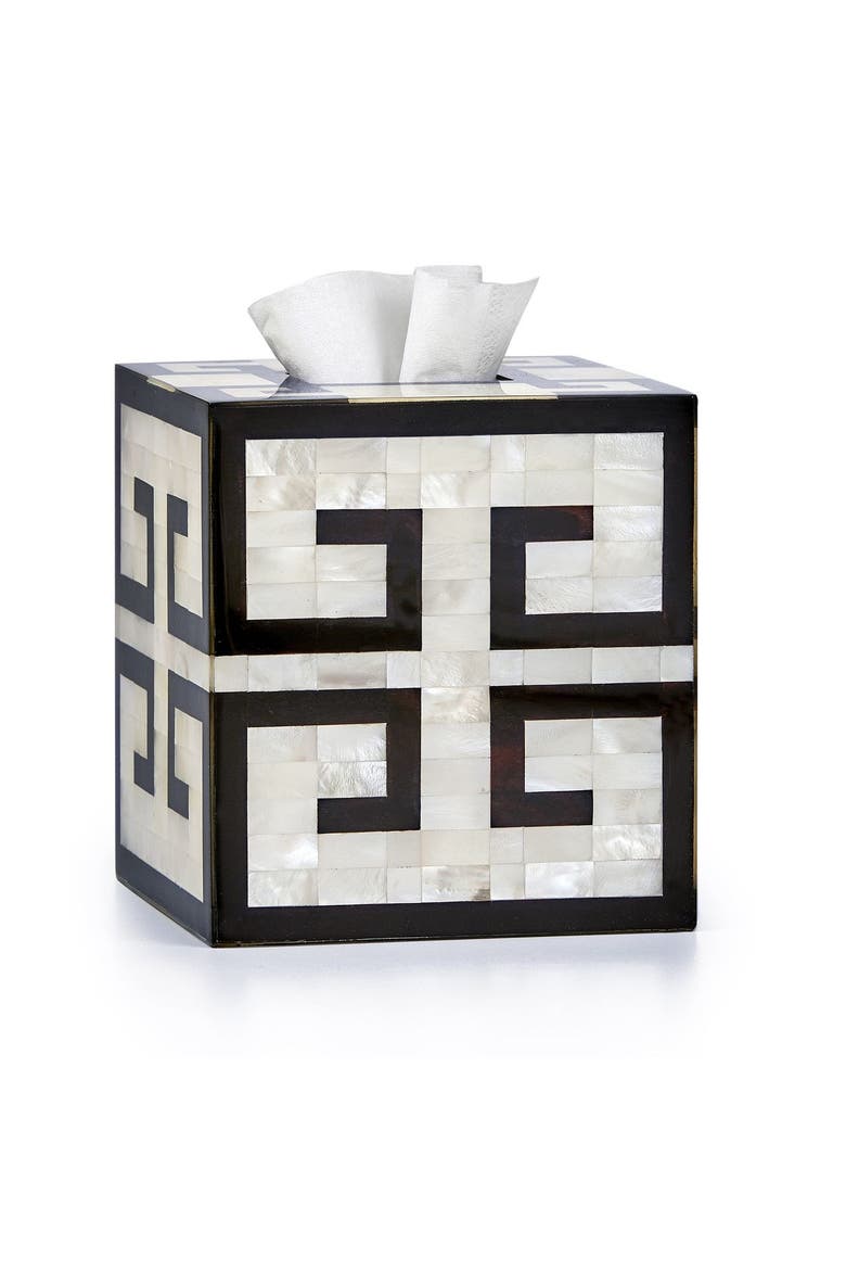 Greek Key Tissue Cover, Main, color, IVORY