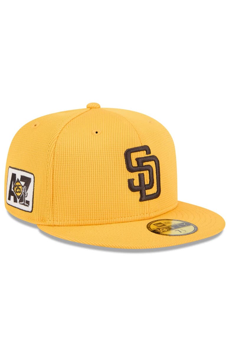 New Era Men's New Era  Gold San Diego Padres 2025 Spring Training 59FIFTY Fitted Hat, Main, color, 