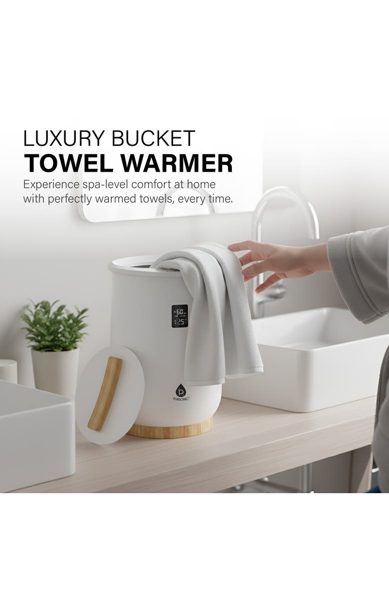 PURSONIC Luxury Towel Warmer with One-Touch Digital Control Panel, Alternate, color, White