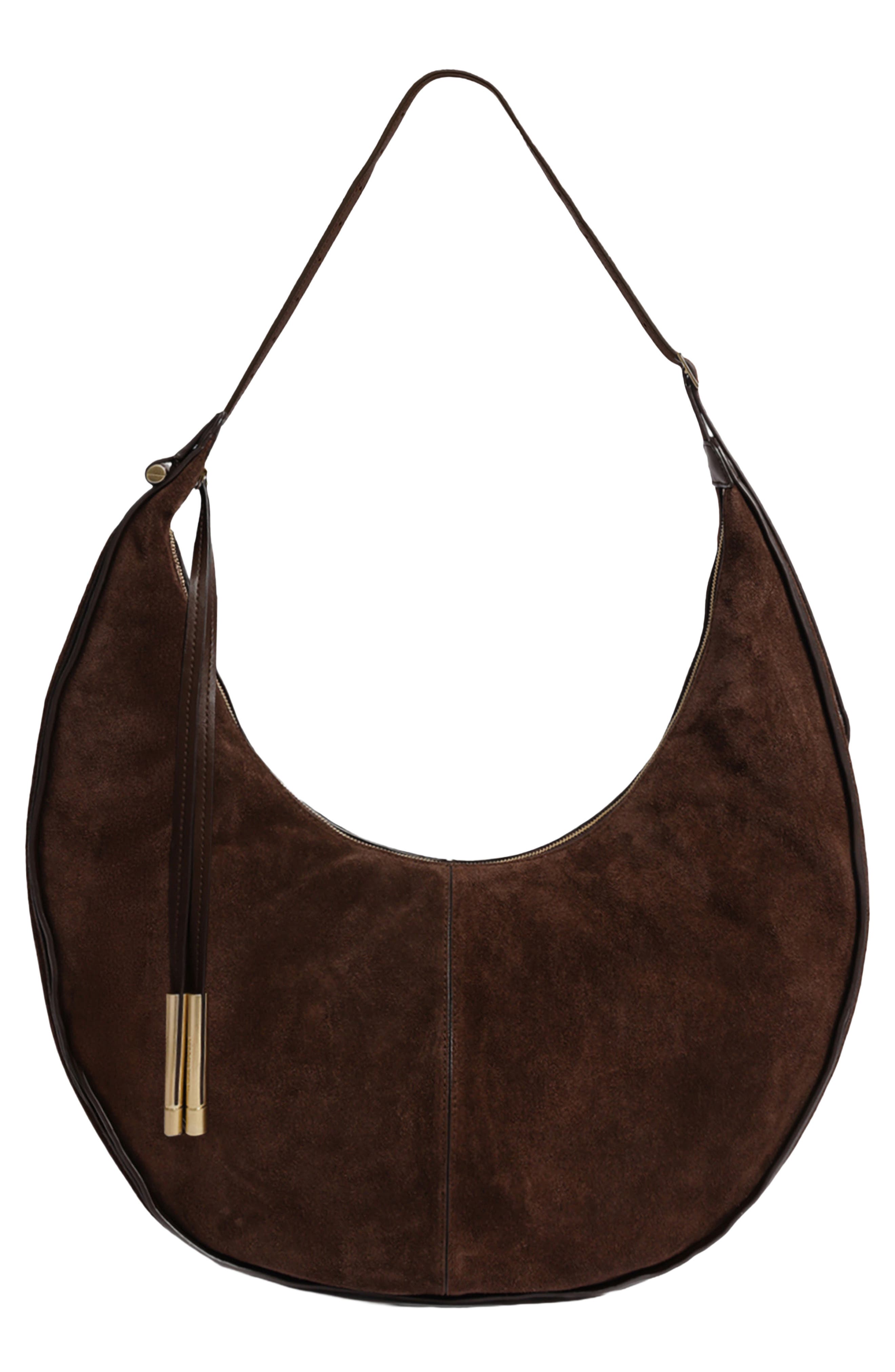 Highline Leather Banana Hobo, Main, color, CHOCOLATE