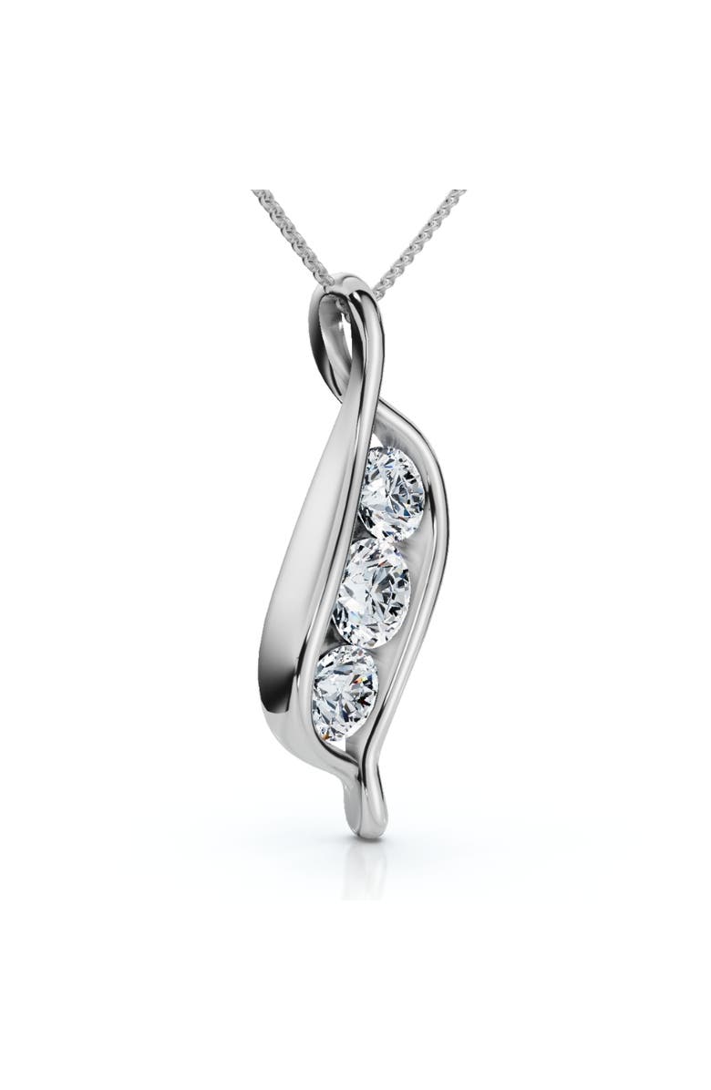 Bliss Diamond 1Ct Three Stone Diamond Pendant 14K Gold Necklace Lab Grown, Alternate, color, 