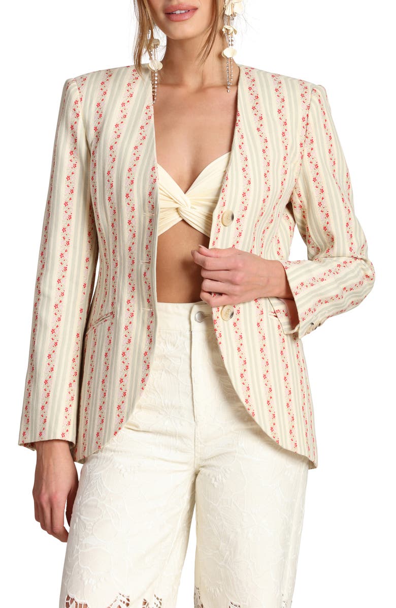 Avec Les Filles Floral Brocade Cotton Blazer, Alternate, color, Rose Stripe Multi