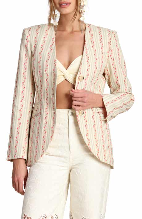 Floral Brocade Cotton Blazer