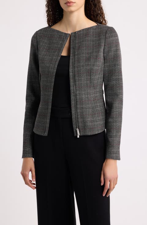Glen Check Boat Neck Jacket