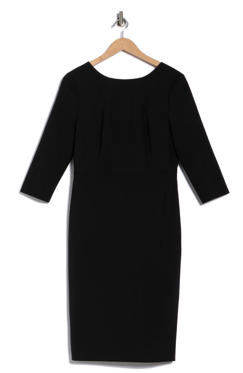 Theory Varetta Three-Quarter Sleeve Stretch Wool Dress, Main, color, Black