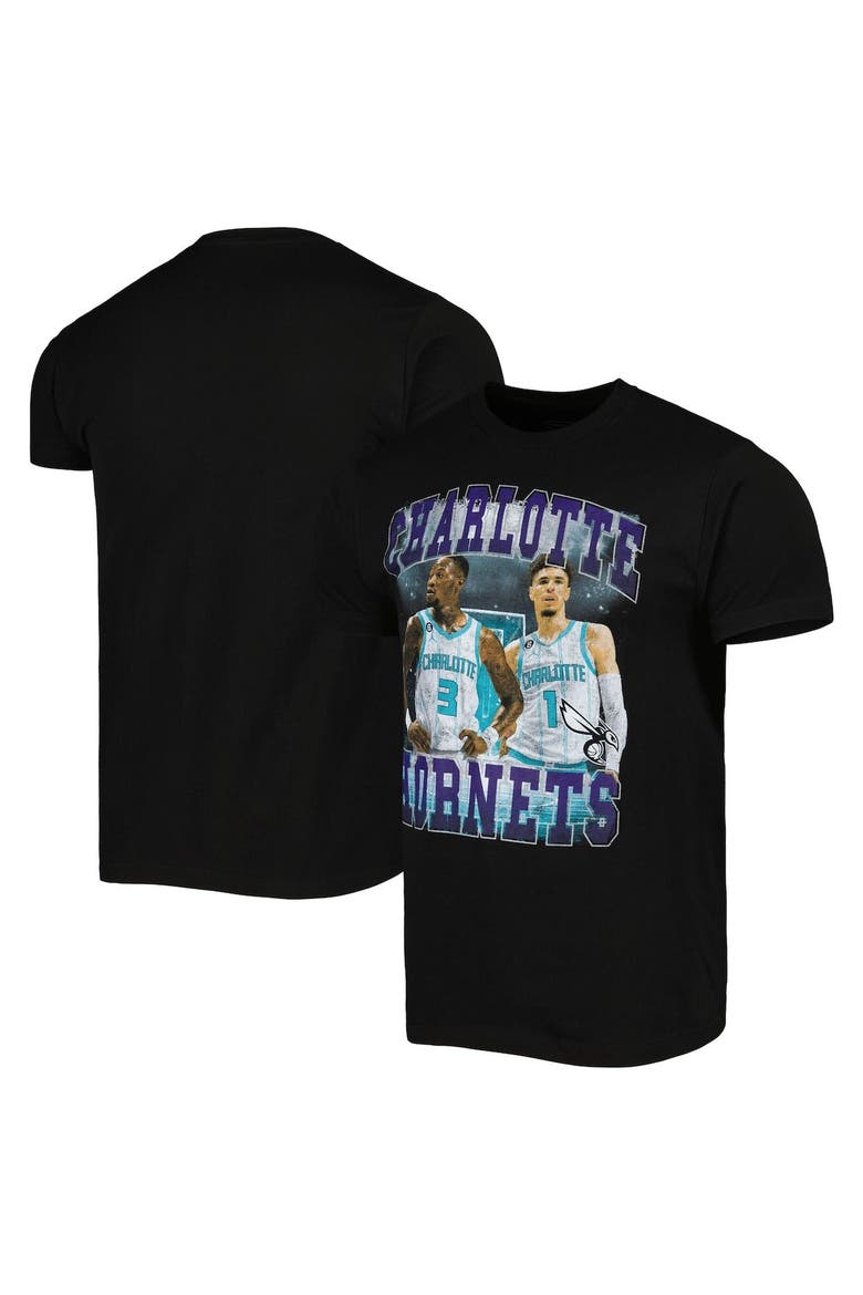 Unisex Stadium Essentials LaMelo Ball & Terry Rozier Black Charlotte Hornets Player Duo T-Shirt, Main, color, Black