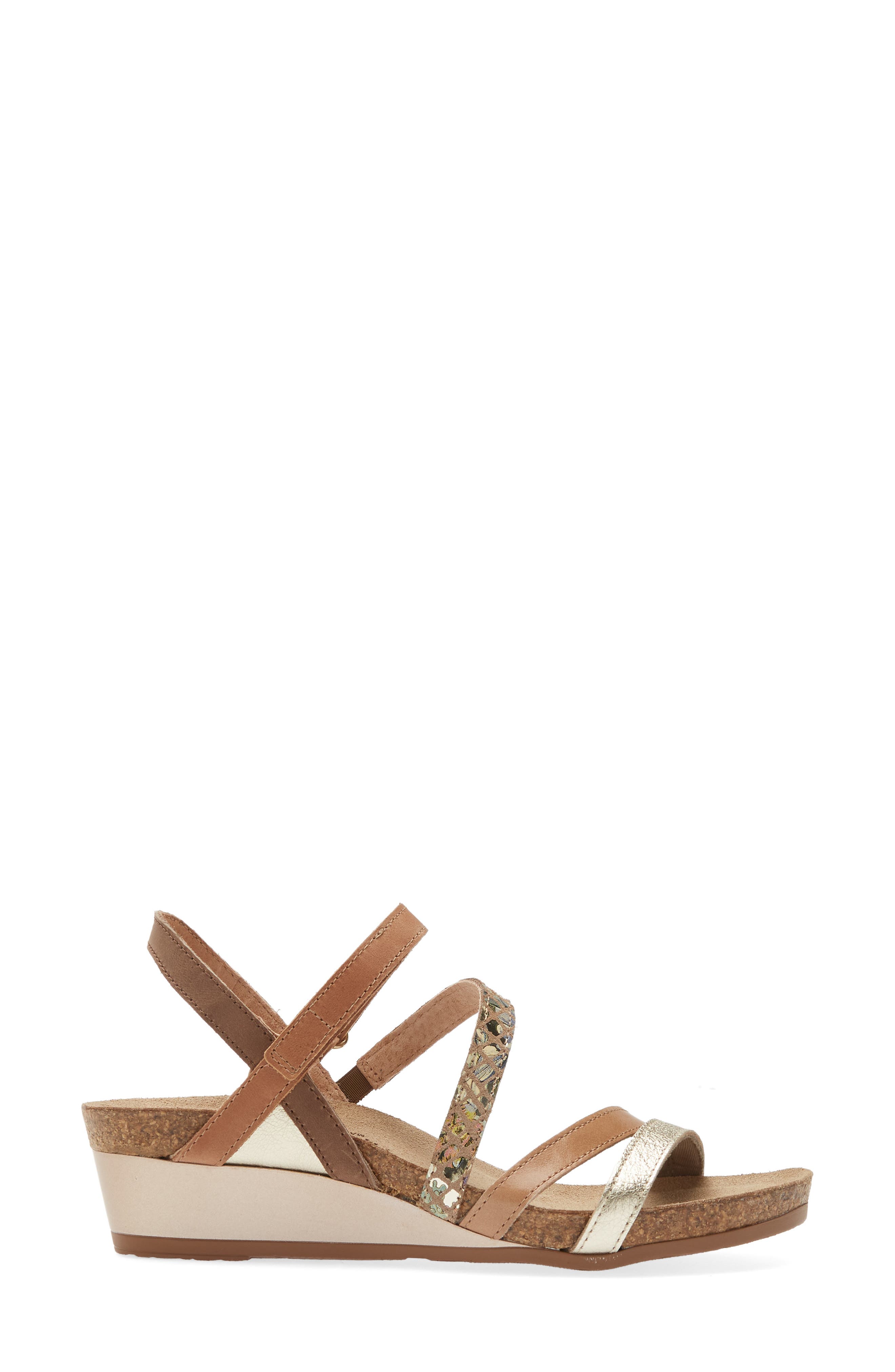Hero Strappy Wedge Sandal, Alternate, color, GOLD/ TAN/ FLORAL/ LATTE