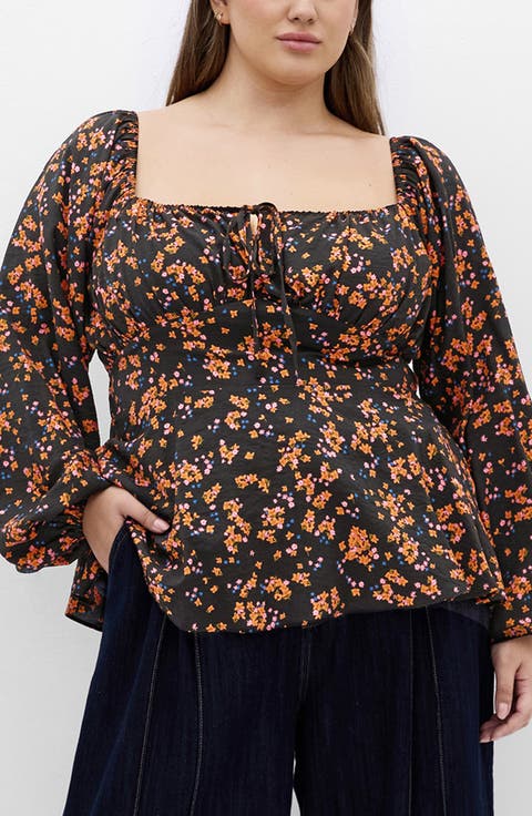Gigi Floral Long Sleeve Blouse (Plus)