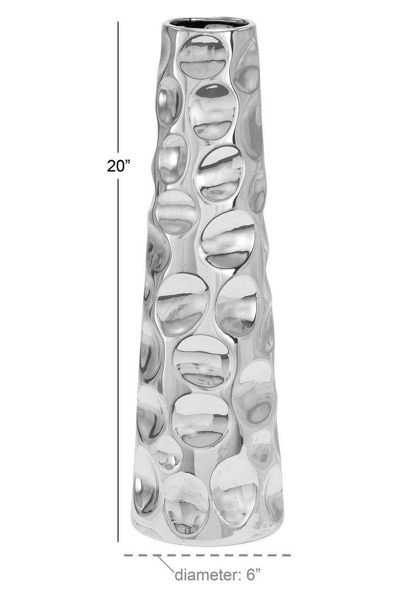 Silvertone Ceramic Vase with Bubble Texture, Alternate, color, SILVER