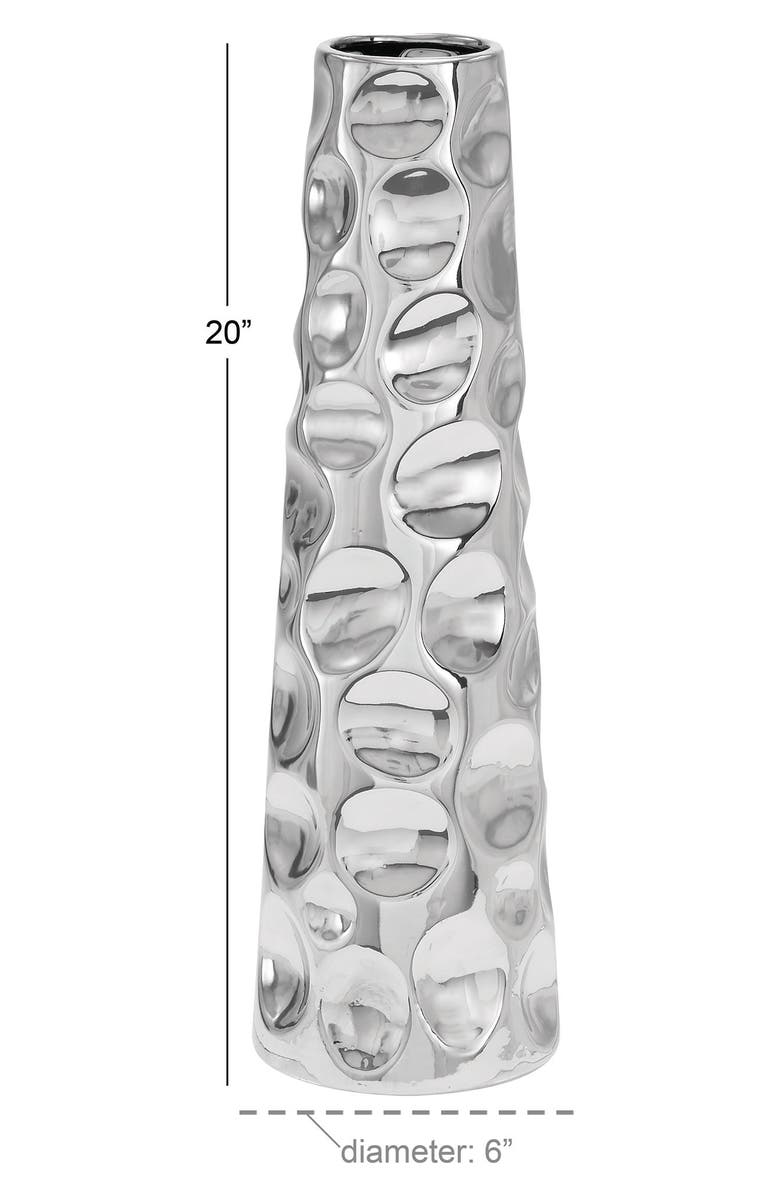 VIVIAN LUNE HOME Silvertone Ceramic Vase with Bubble Texture, Alternate, color, 