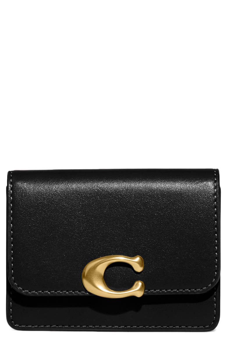 COACH Bandit Leather Card Holder, Main, color, 