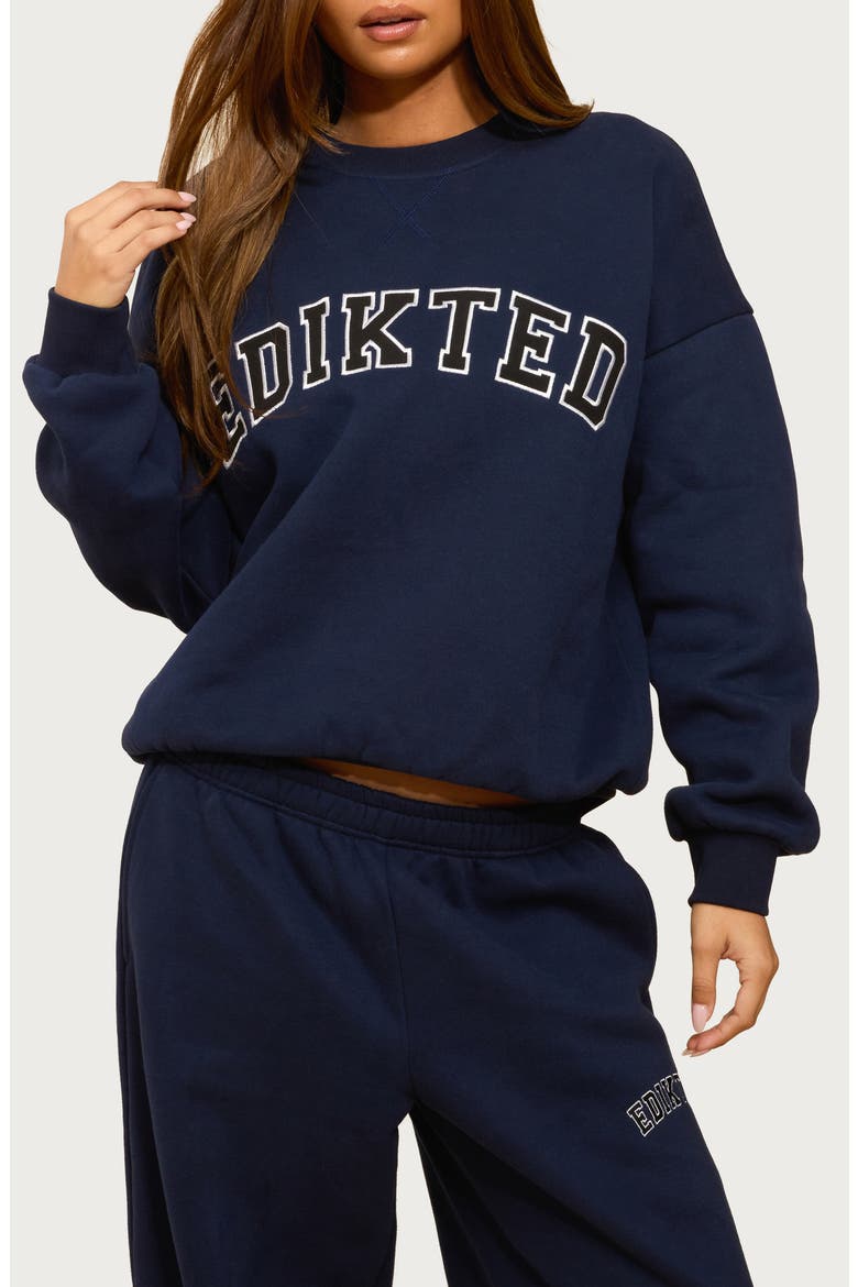 Major Logo Embroidered Sweatshirt, Main, color, NAVY
