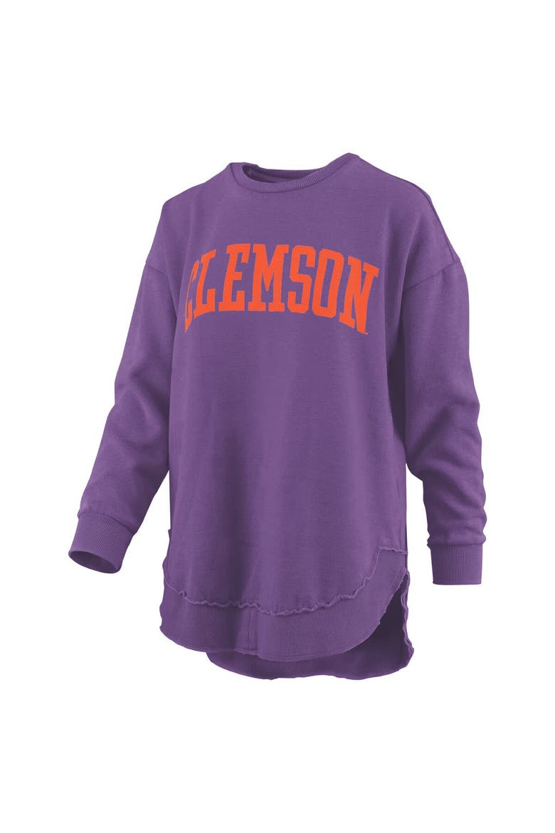Women's Pressbox  Purple Clemson Tigers Melange Poncho Vintage Fleece Long Sleeve Pullover Sweatshirt, Alternate, color, Purple