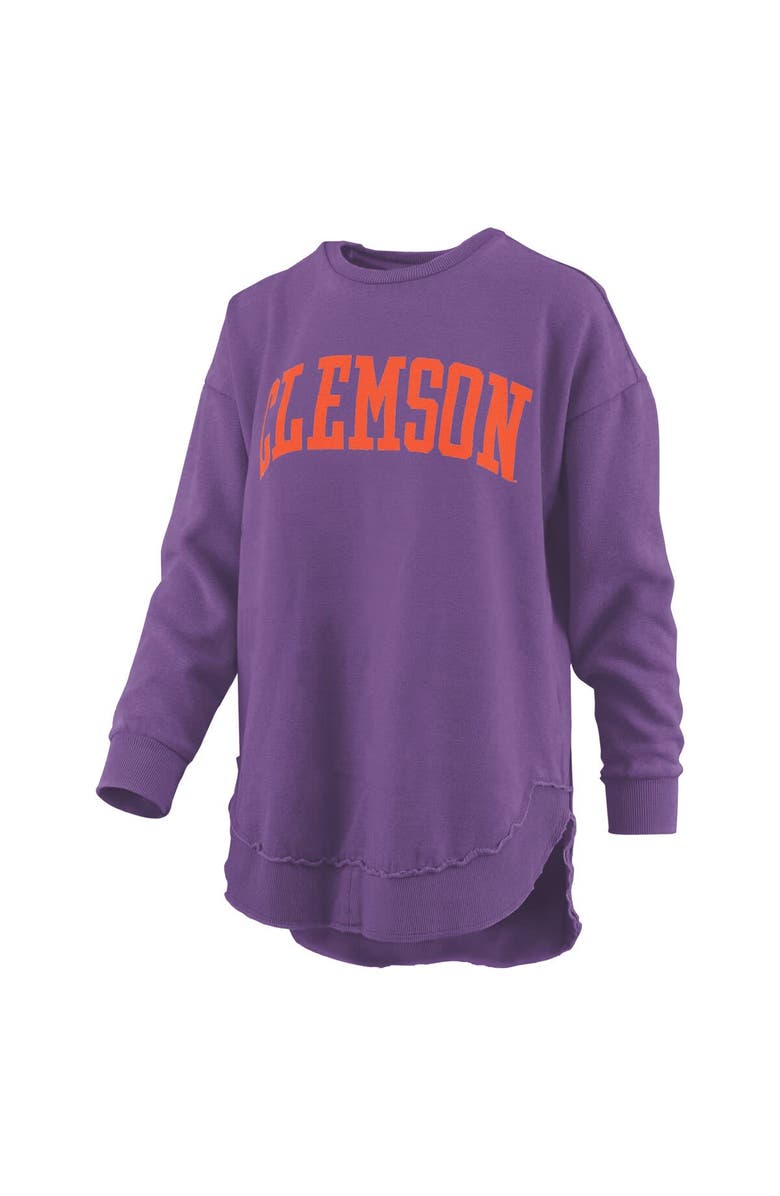 PRESSBOX Women's Pressbox  Purple Clemson Tigers Melange Poncho Vintage Fleece Long Sleeve Pullover Sweatshirt, Alternate, color, Purple