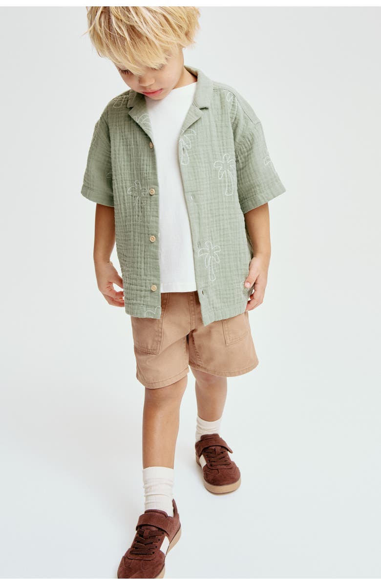 H&M 2-pack Canvas Shorts, Alternate, color, Dark Beige/Dark Khaki Green