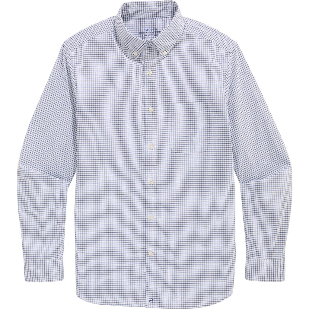 Vineyard Vines Wauwinet Performance Cotton Blend Button-down Shirt In Blue