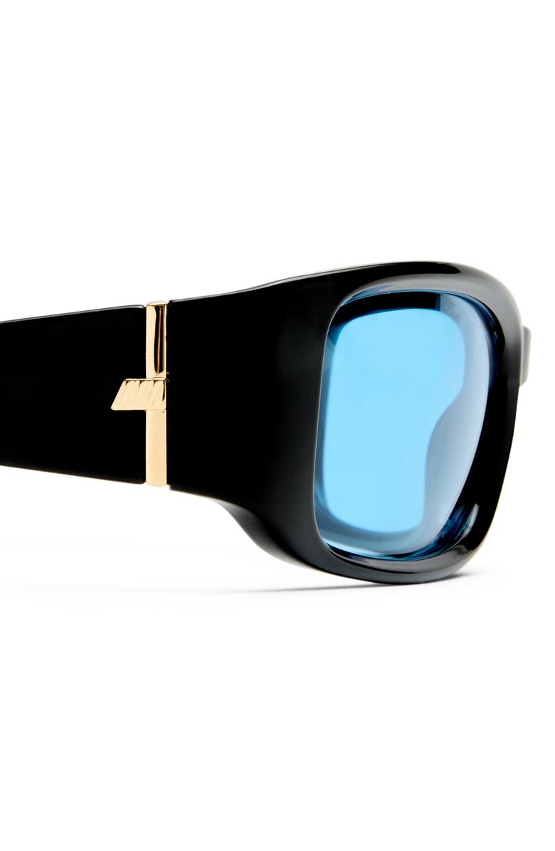 Le Specs Du Jour 60mm Rectangular Sunglasses, Alternate, color, Black / Sky Blue Tint