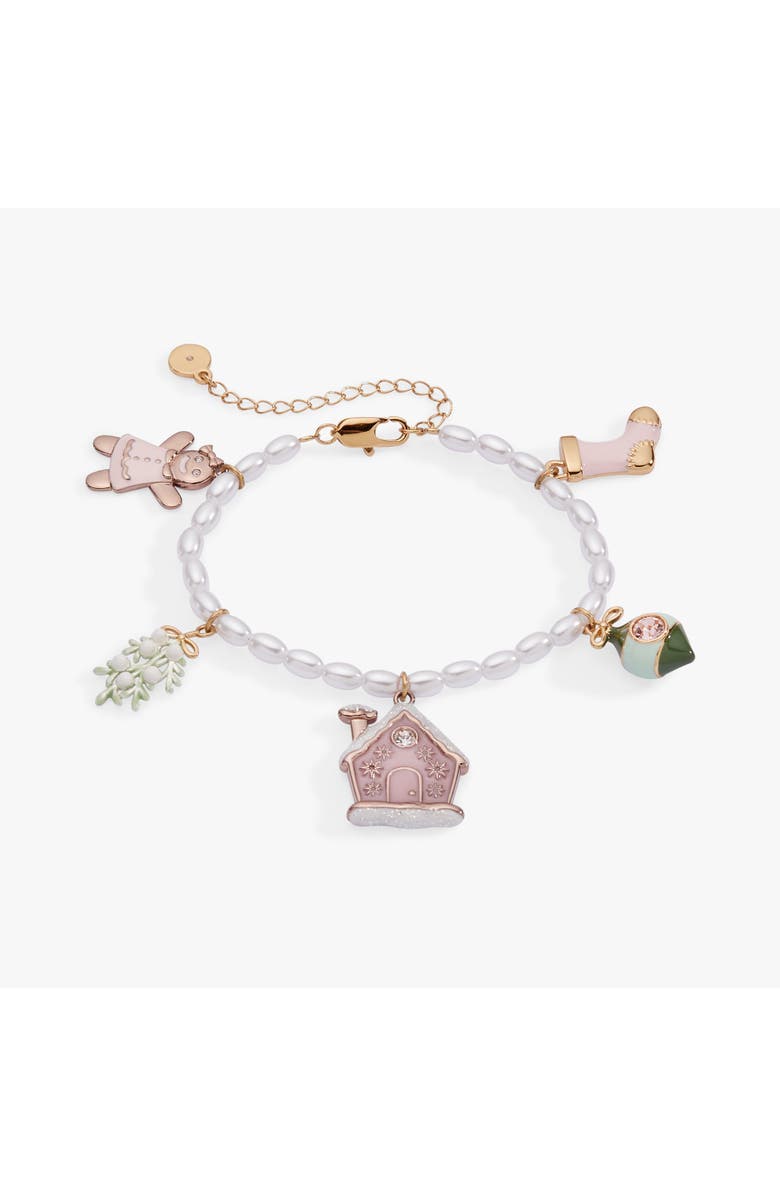 Alex and Ani Pink Christmas Beaded Charm Bracelet, Main, color, 