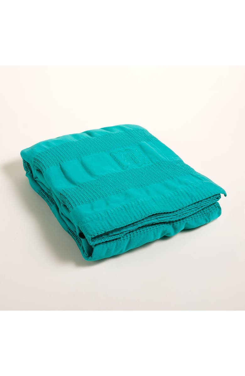 Zsa Zsa Zsu Braga Waffle King Size 100% Cotton Pique 94X87 In, Alternate, color, Emerald Green